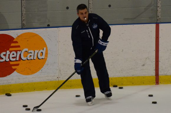 Sheldon Keefe with some pucks.