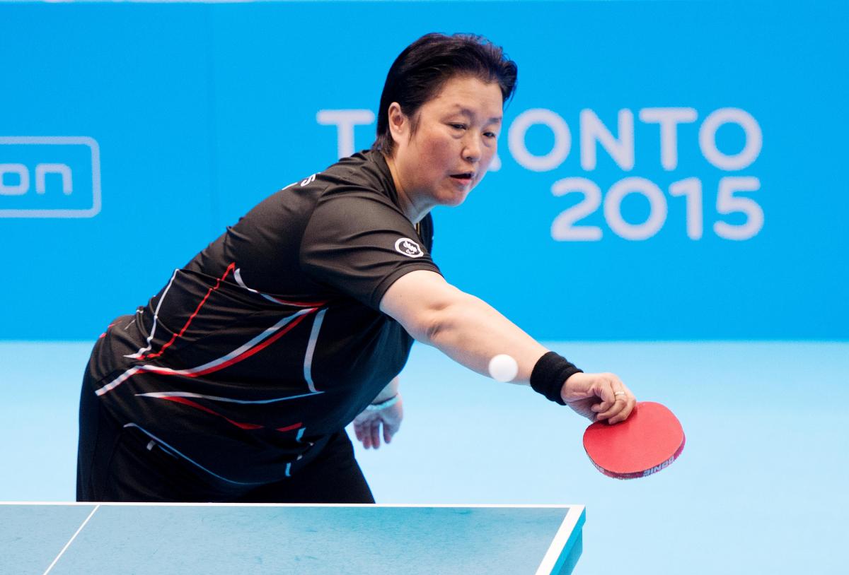 Stephanie Chan, pictured, as she competes for a gold medal during the 2015 Toronto Parapan Am Games. Picture courtesy of the Canadian Paralympic Committee.