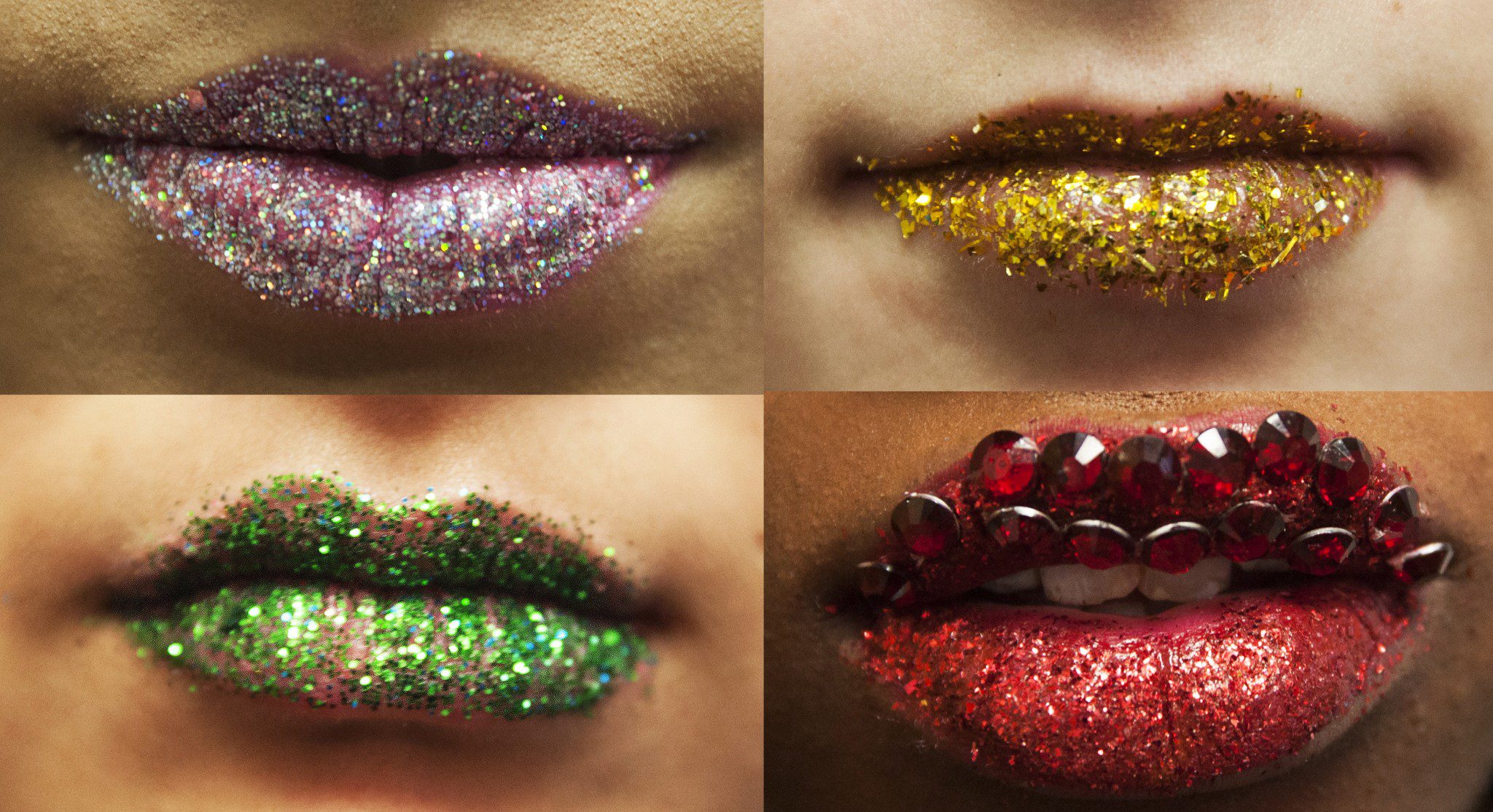 lips made up with glitter