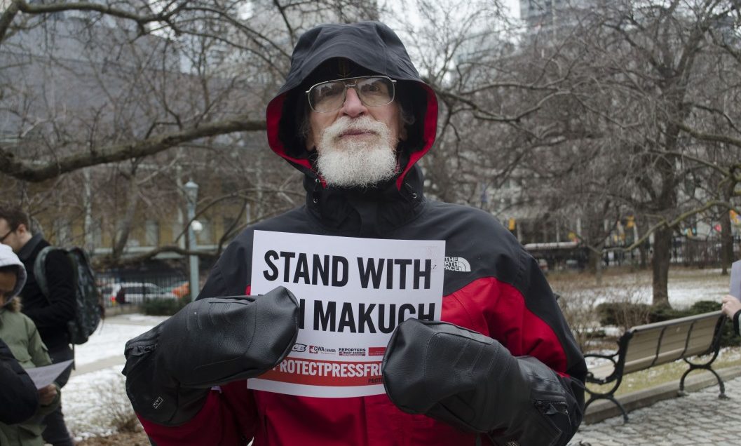 John Liss stands outside of Osgoode Hall in support of Ben Makuch