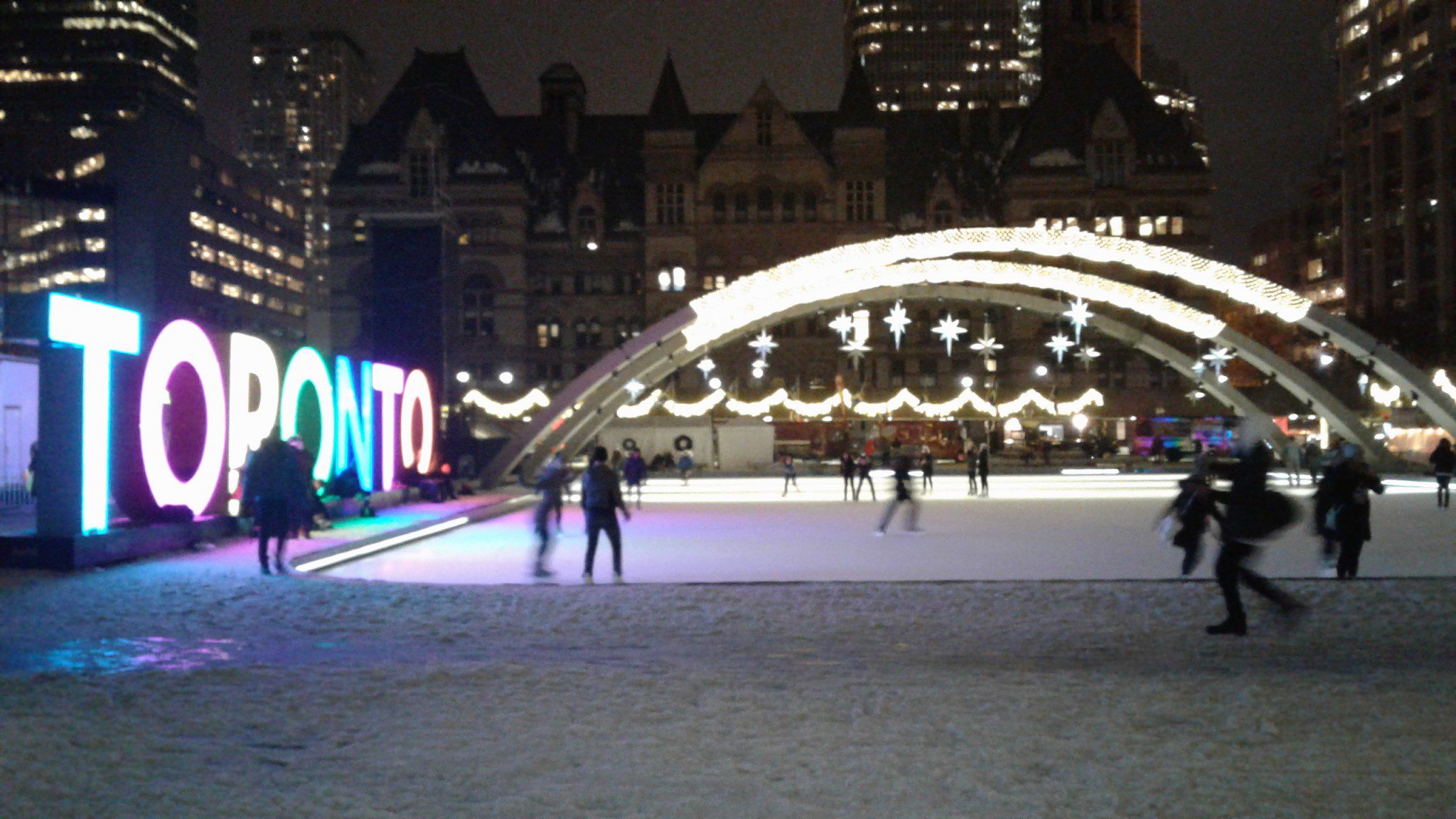 Ice skaters at Nathan Phillips Square