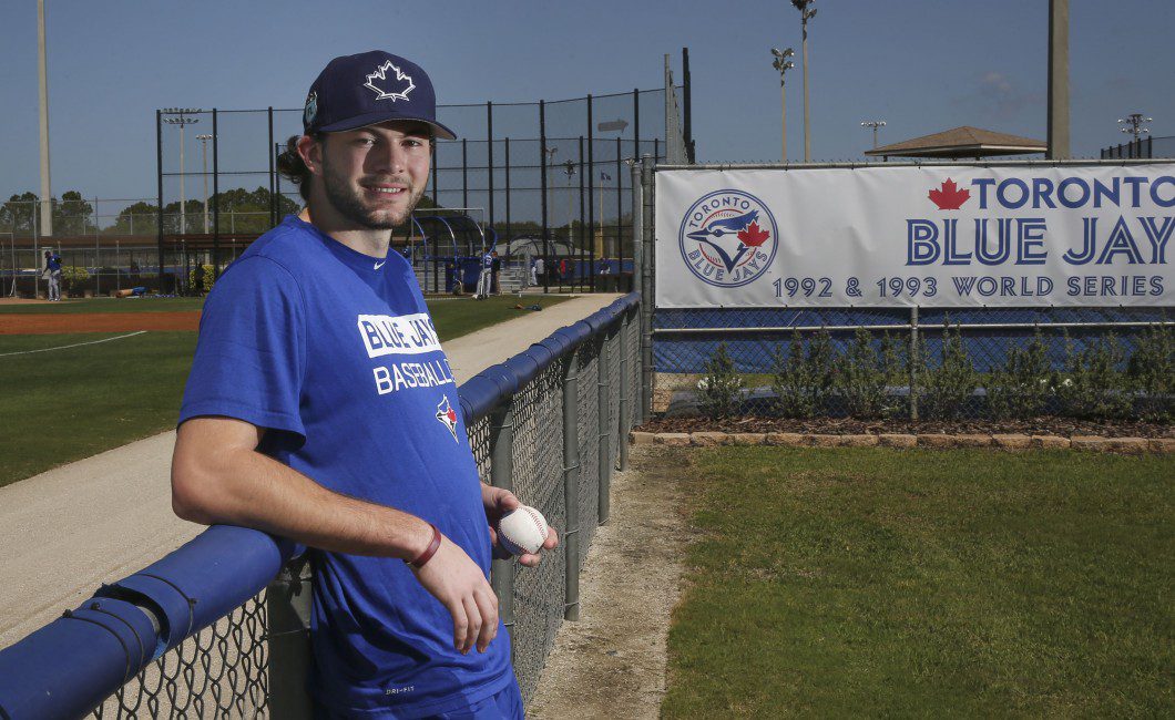 Jake Fishman, a left-handed pitching prospect for the Toronto Blue Jays, at his first ever spring training. Fishman posted a 0.41 ERA over 66 innings with Union College, a D3 NCAA team. 