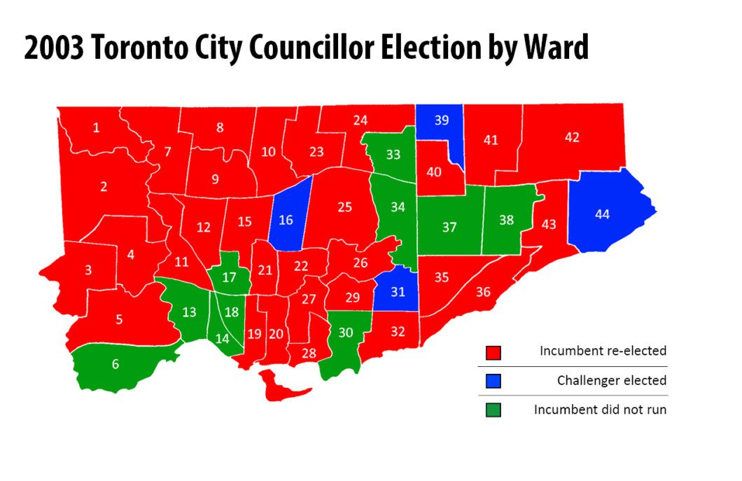 map of 2003 Toronto municipal election results