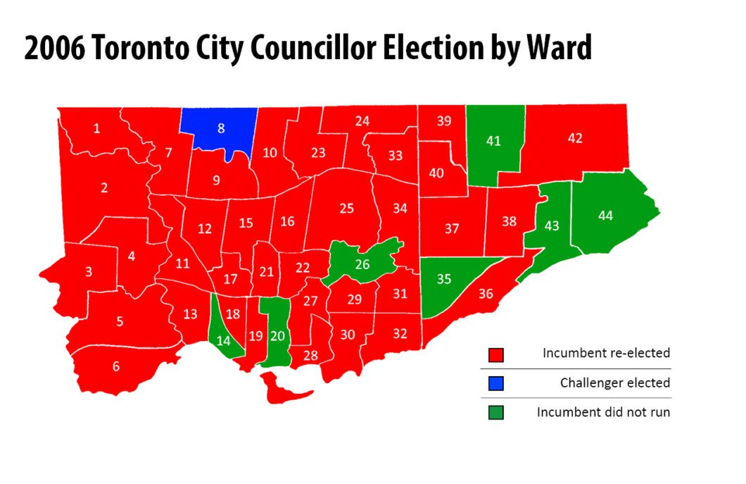 map of 2006 Toronto municipal election results