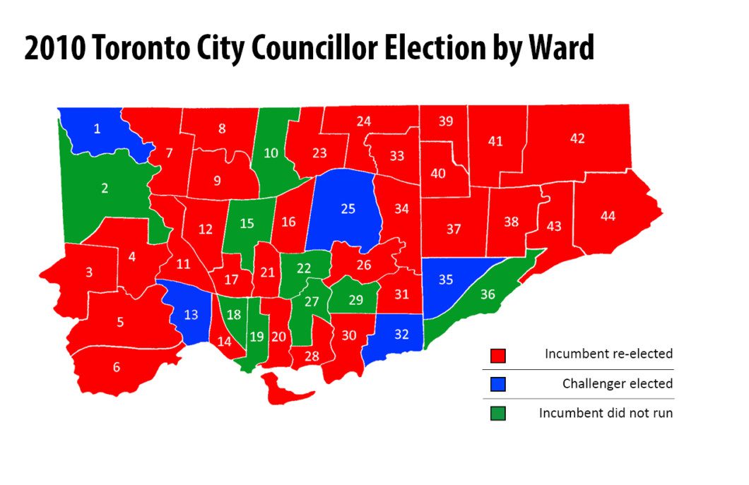 map of 2010 Toronto municipal election results