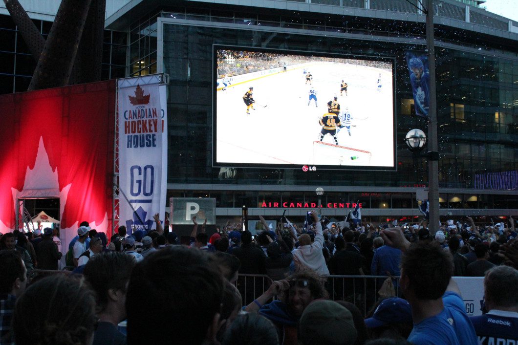 Leafs fans in Maple Leaf Square