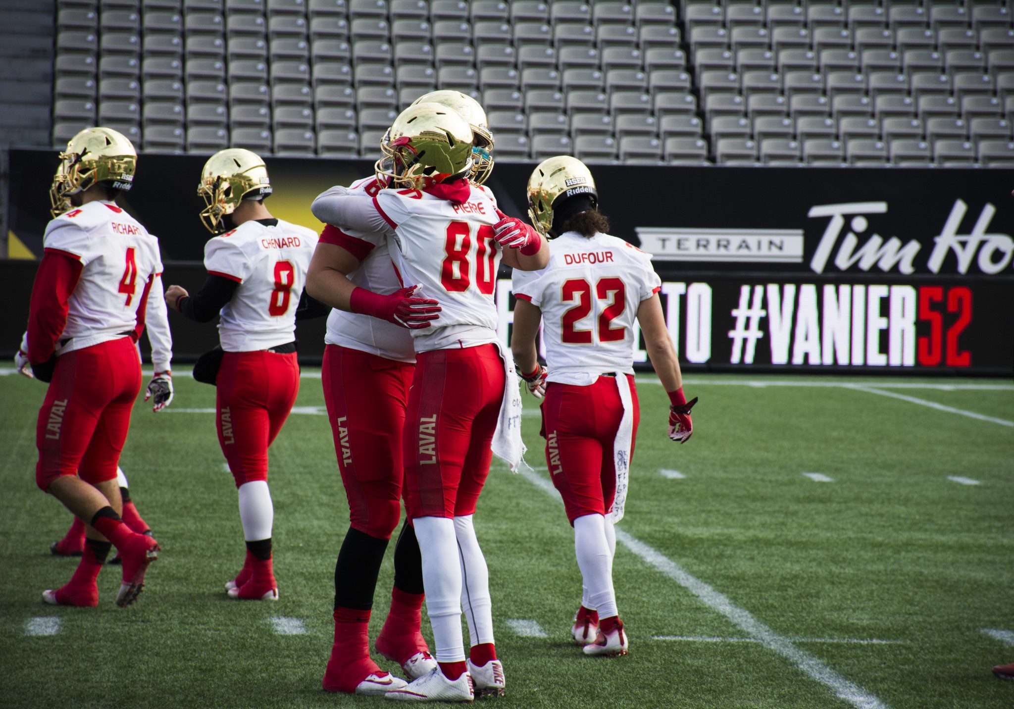 Laval players hugging