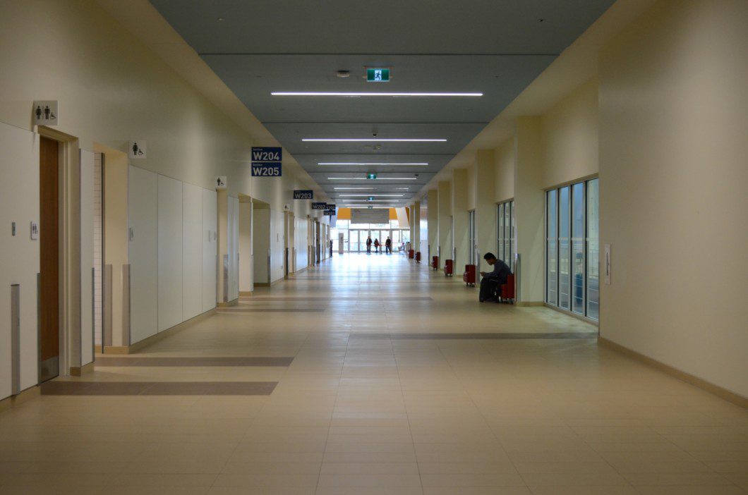 hallway inside Pan Am pool building