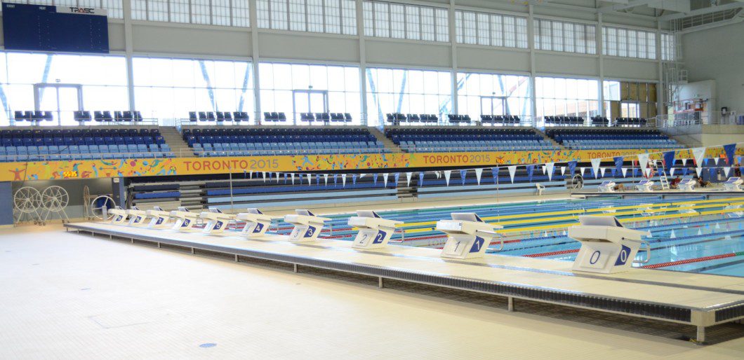 swimming pool lanes inside Pan Am pool building