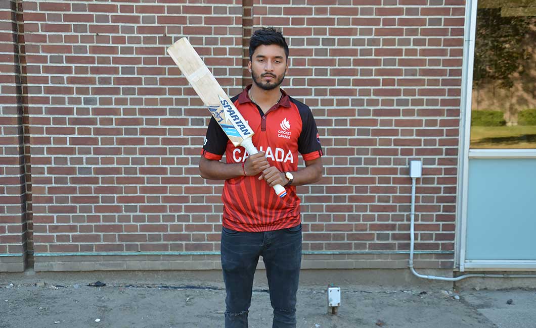 Canada Cricket Team Captain Nitish Kumar poses during his visit to Centennial College (COLIN BENJAMIN/TORONTO OBSERVER)