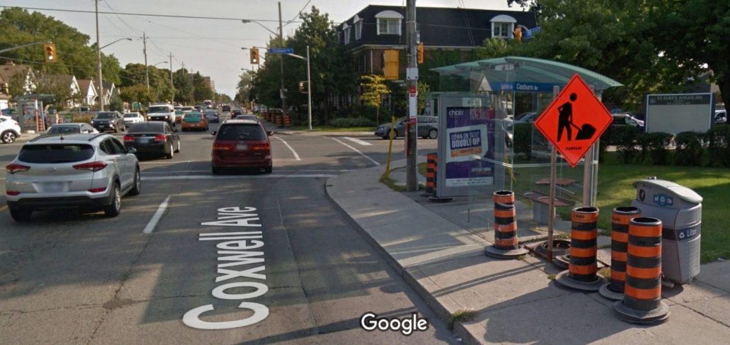 Coxwell and Cosburn avenues intersection where stabbing took place.