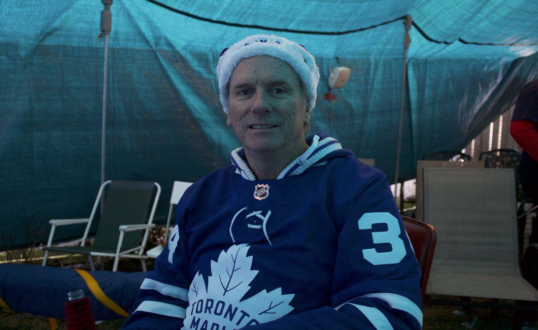 Doug Radford inside the Leaf Shack where Leaside locals can watch every Toronto Maple Leafs playoff game. 