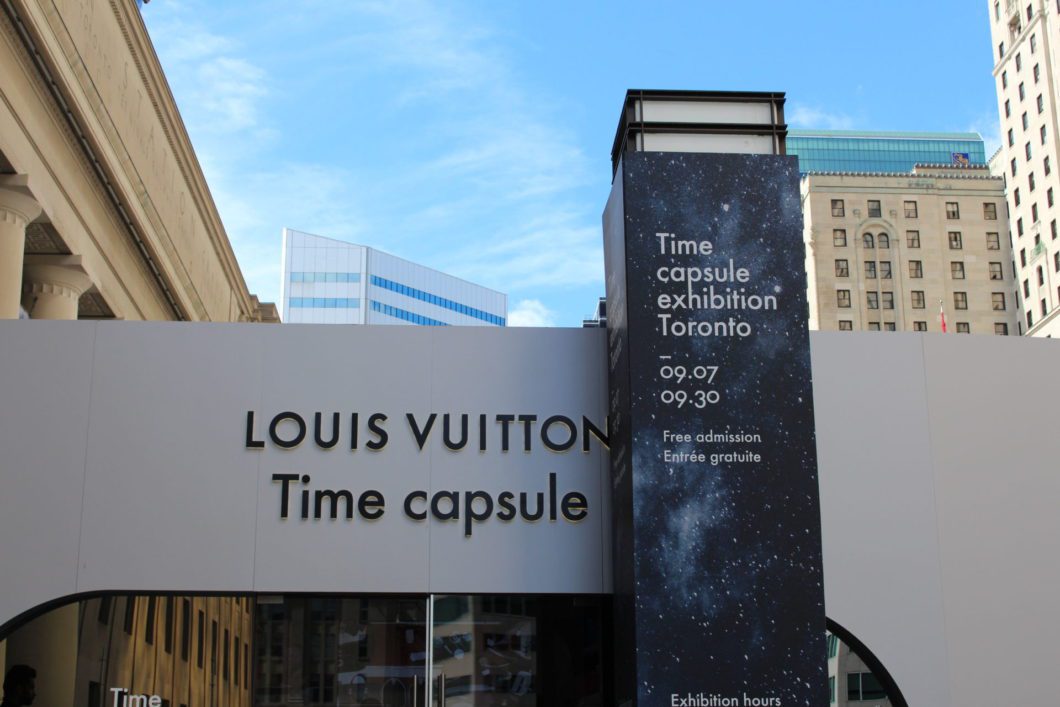 The Louis Vuitton Time Capsule Exhibition located on Front St. outside of Union Station.