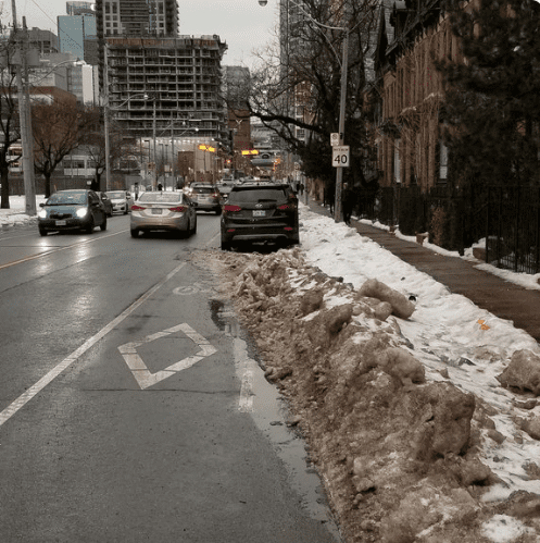 Icy Toronto bike lane.