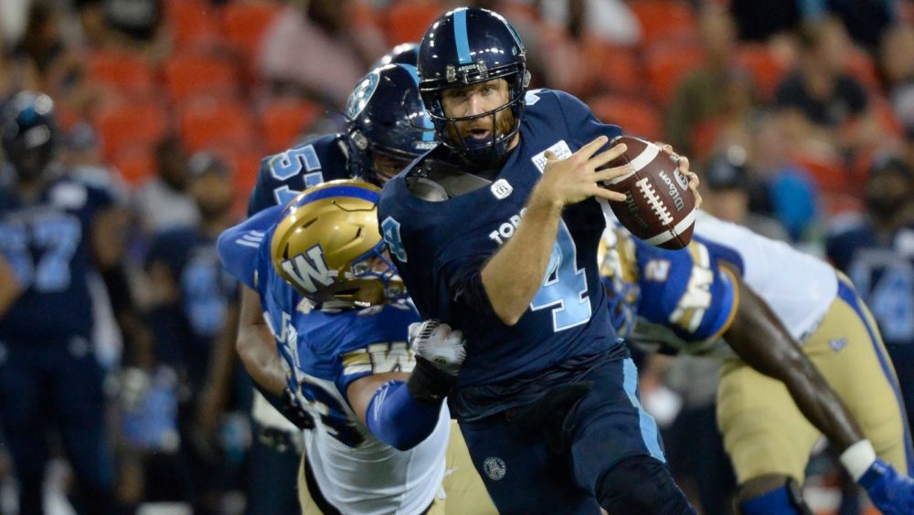 McLeod Bethel-Thompson led the Toronto Argonauts to a come from behind win over the Winnipeg Blue Bombers on Thursday night. It was Toronto's first win of the season.