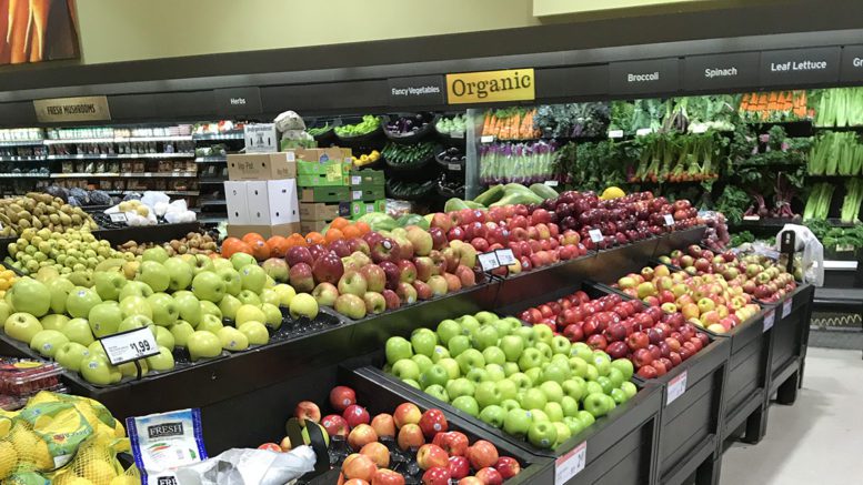 The organic fruit section in a Toronto grocery store.