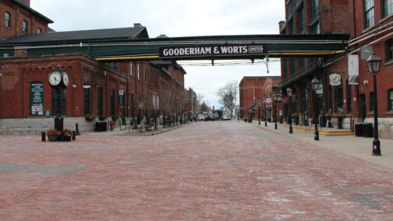 The Distillery District is a ghost town with Toronto's residents under lockdown during the coronavirus pandemic.