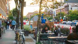 Restaurant patrons on outdoor patios downtown Toronto amidst a rise in new COVID-19 cases