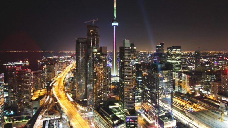 Toronto skyline at night time
