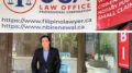 Josef-Jake Camacho Aguilar, founder and CEO of JCA Law Office Professional Corporation stands in front of his office on Eglinton Ave East, Toronto, Ont.
