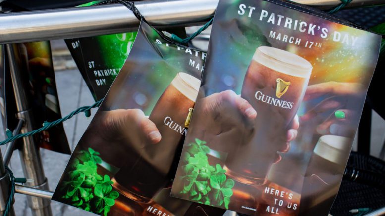 Banner advertising Guinness on St. Patrick's Day
