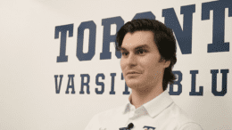 Colin Paradis, university hockey player, at the University of Toronto's Varsity Arena.