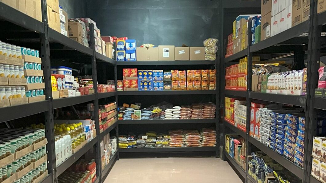 Shelves of food on display at Feed Scarborough's food bank
