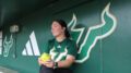 USF catcher Josie Foreman is embracing a new challenge in her return to the diamond. (Photo by Christian Larsen)